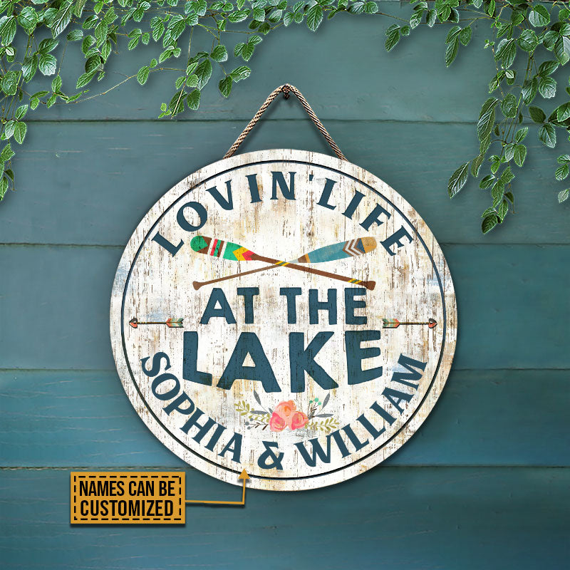 Personalized Lake Loving Life Custom Wood Circle Sign
