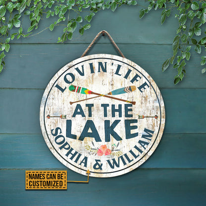 Personalized Lake Loving Life Custom Wood Circle Sign
