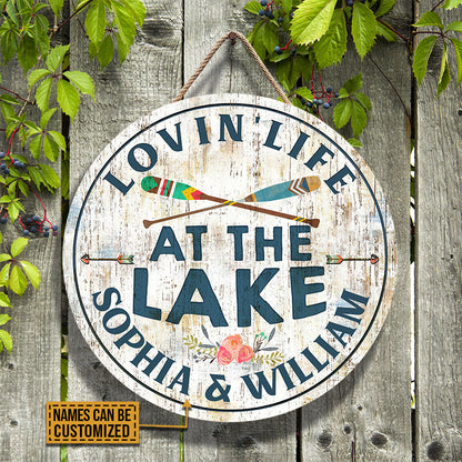 Personalized Lake Loving Life Custom Wood Circle Sign