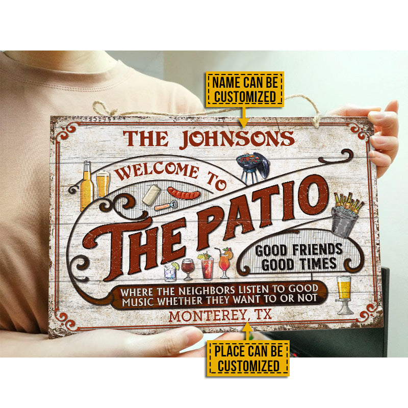 Personalized Patio Grilling Red Listen To The Good Music Custom Wood Rectangle Sign