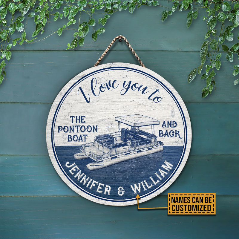 Personalized Pontoon To The Pontoon Boat Blue Customized Wood Circle Sign