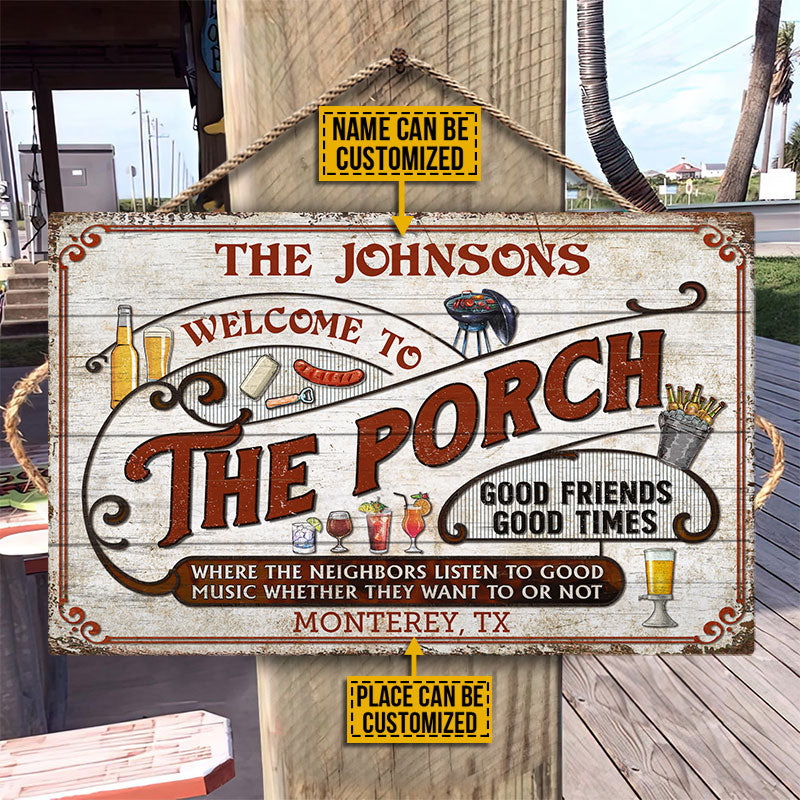 Personalized Porch Grilling Red Listen to Good Music Custom Wood Rectangle Sign
