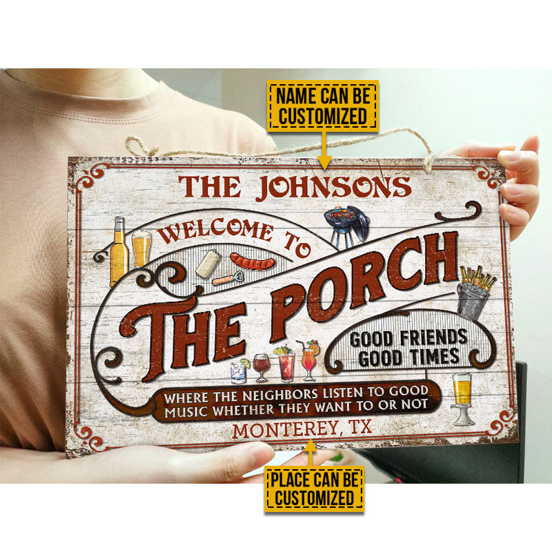 Personalized Porch Grilling Red Listen to Good Music Custom Wood Rectangle Sign