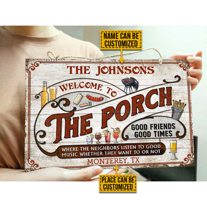 Personalized Porch Grilling Red Listen to Good Music Custom Wood Rectangle Sign