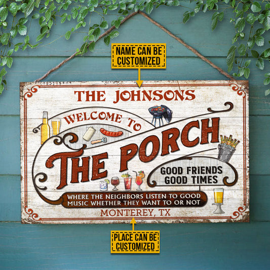 Personalized Porch Grilling Red Listen to Good Music Custom Wood Rectangle Sign