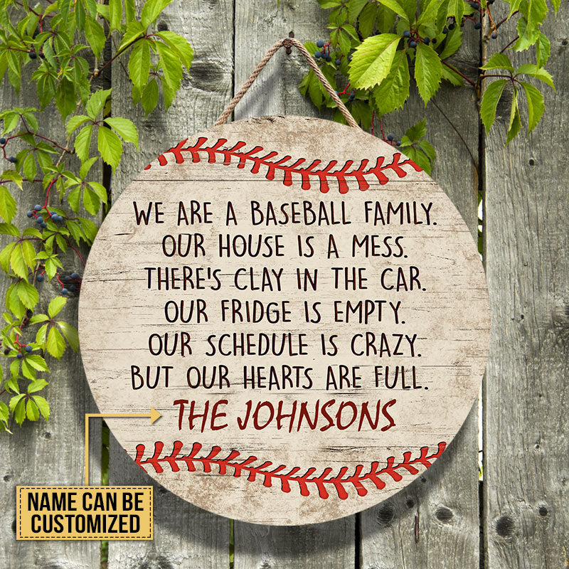 Personalized Baseball Our House Is A Mess Customized Wood Circle Sign
