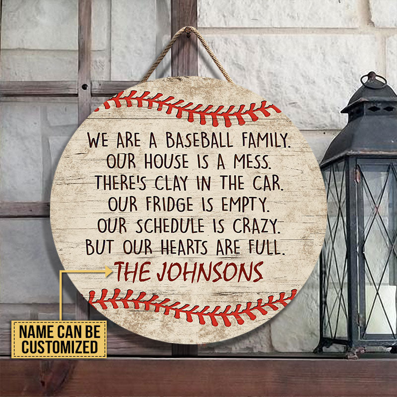 Personalized Baseball Our House Is A Mess Customized Wood Circle Sign