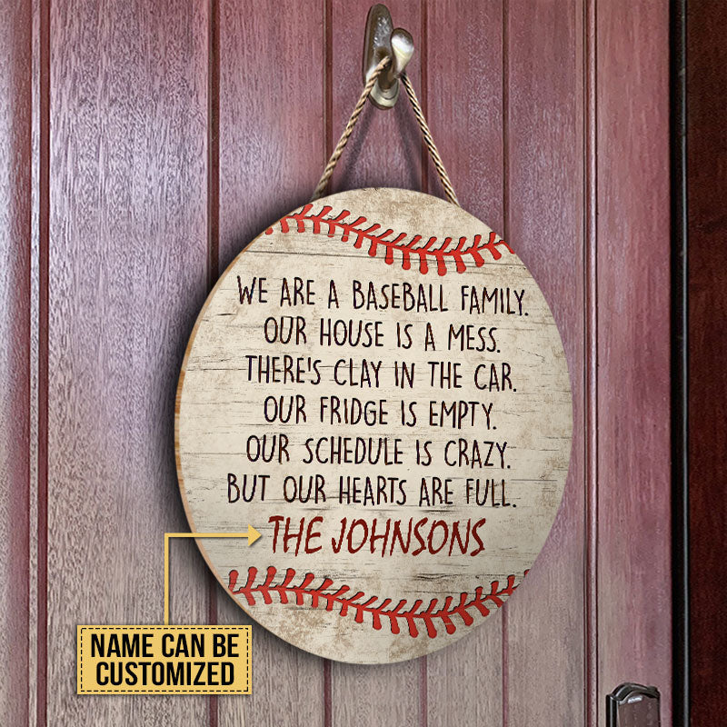 Personalized Baseball Our House Is A Mess Customized Wood Circle Sign