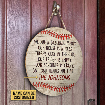 Personalized Baseball Our House Is A Mess Customized Wood Circle Sign