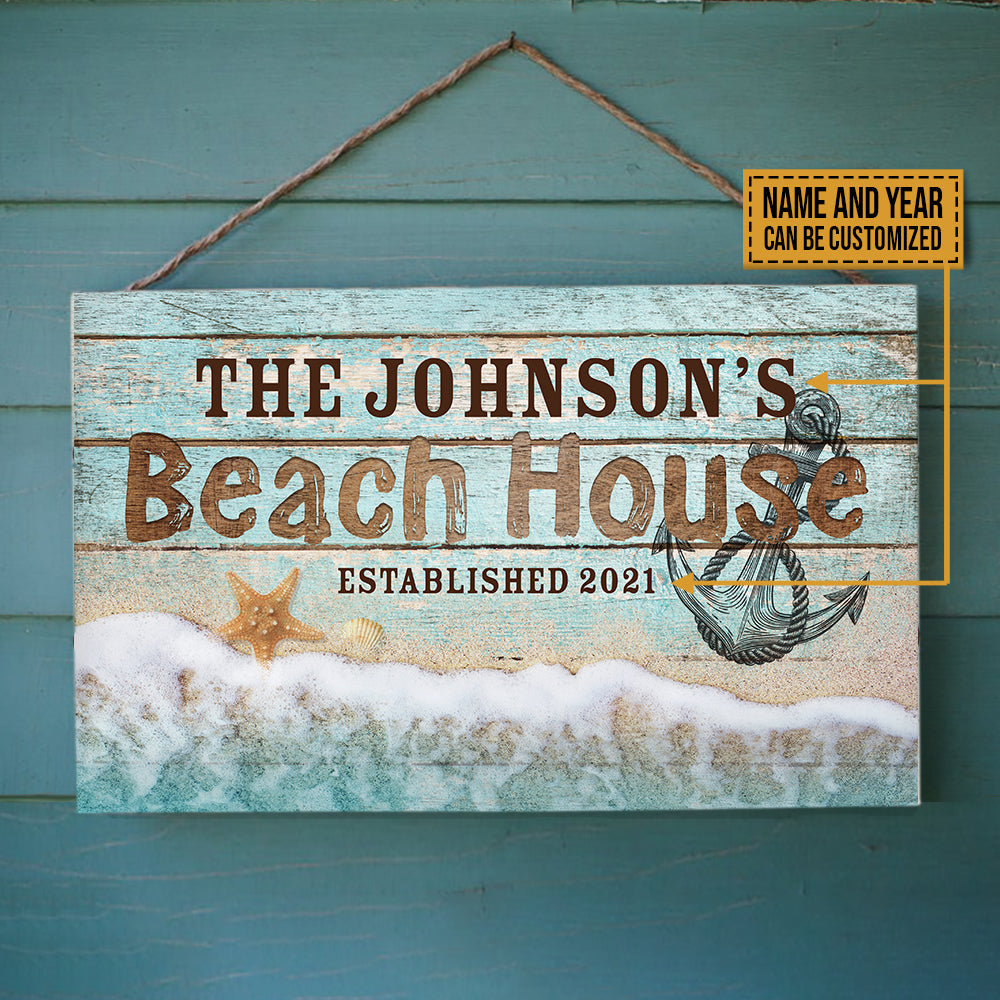 Personalized Beach House Customized Wood Rectangle Sign