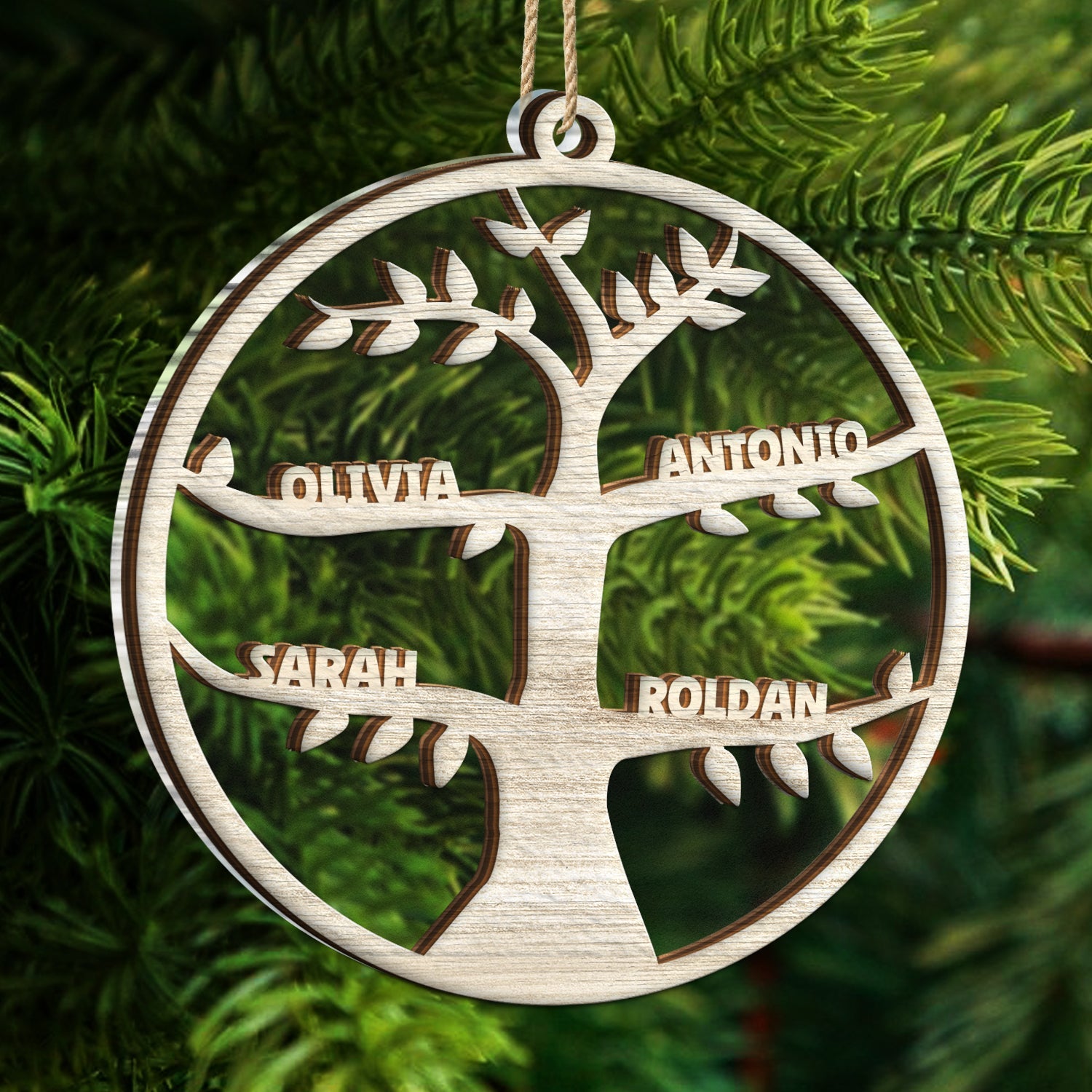 Christmas Family Tree - Personalized 2-Layered Mix Ornament