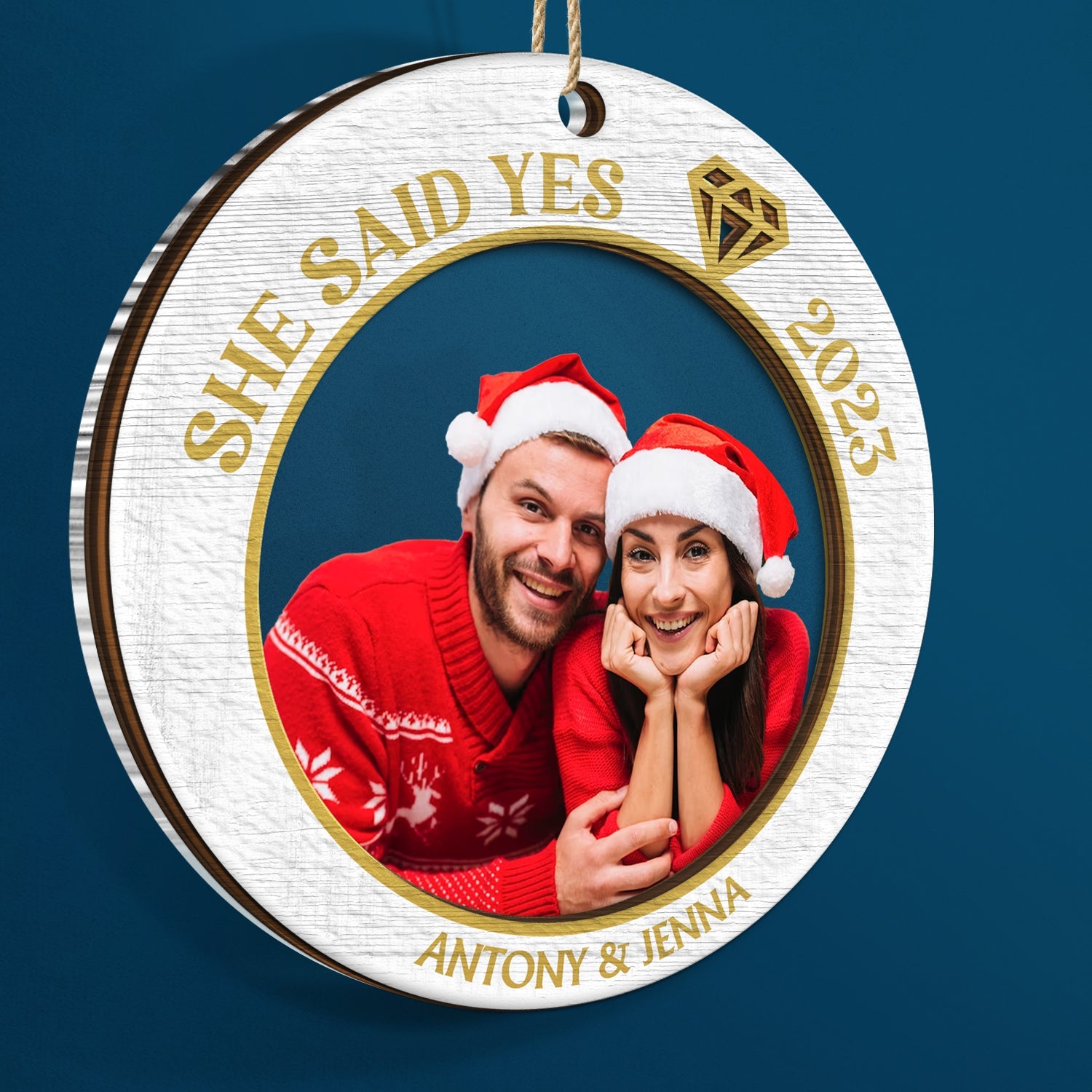Custom Photo She Said Yes - Christmas Gift For Couples - Personalized 2-Layered Mix Ornament