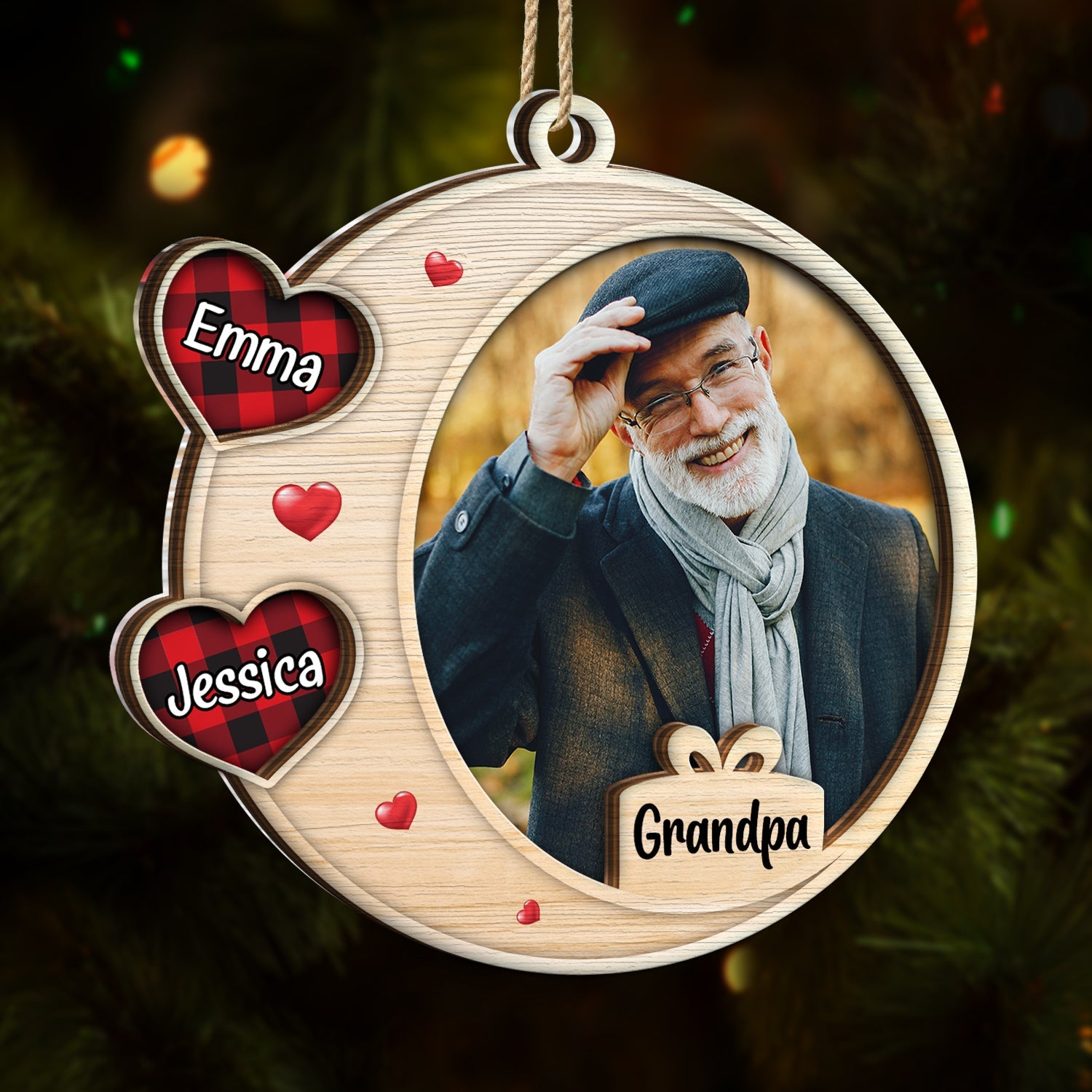 Custom Photo Heart Frame - Christmas Gift For Parents And Grandparents - Personalized 2-Layered Mix Ornament