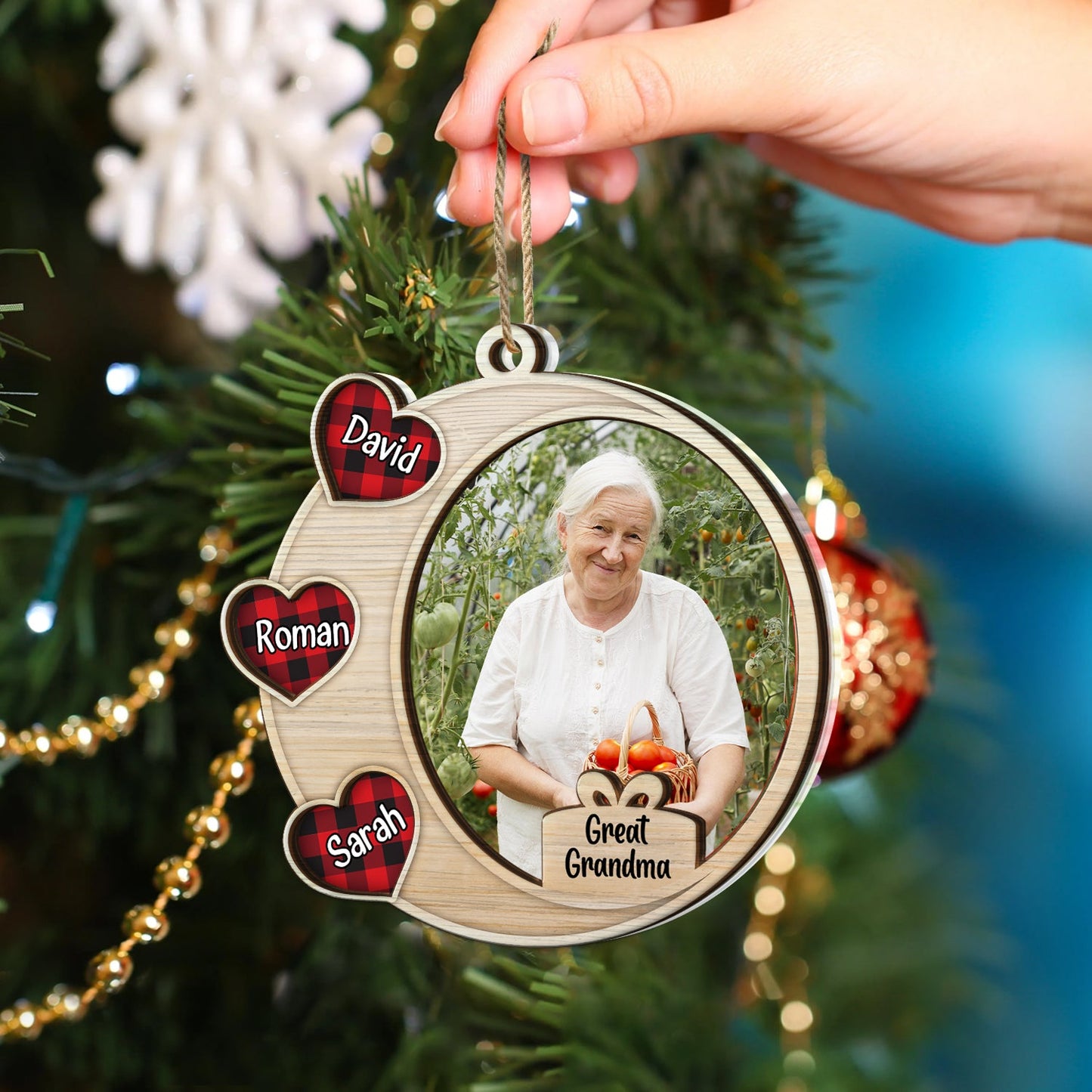 Custom Photo Heart Frame - Christmas Gift For Parents And Grandparents - Personalized 2-Layered Mix Ornament