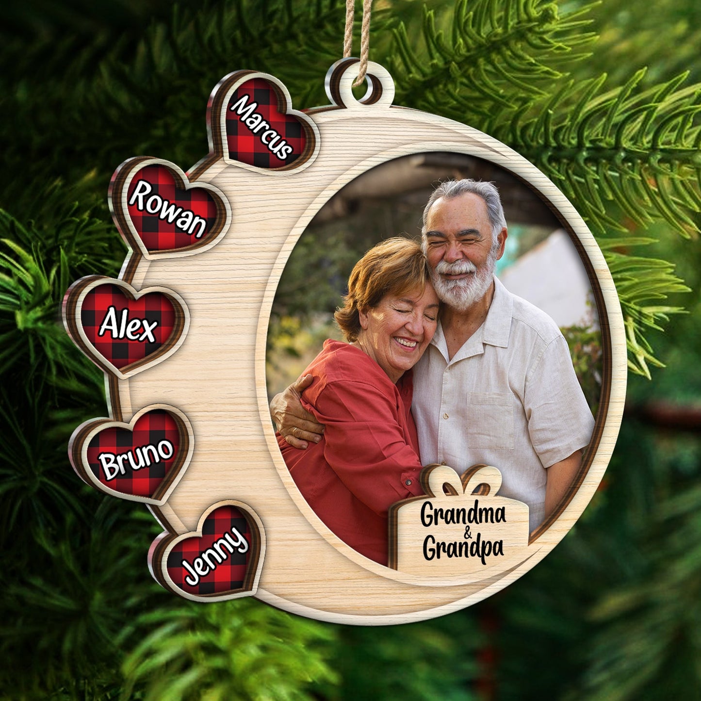 Custom Photo Heart Frame - Christmas Gift For Parents And Grandparents - Personalized 2-Layered Mix Ornament