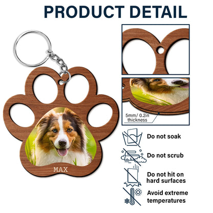 Custom Photo Paw Print - Gift For Cat Lovers, Dog Lovers - Personalized Cutout Wooden Keychain