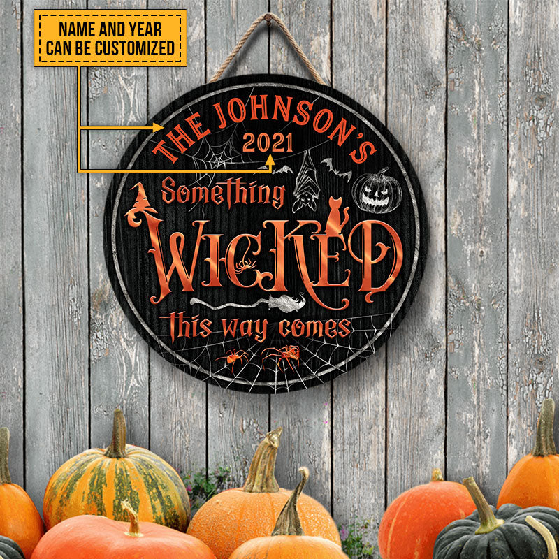 Witch Witchery Wizard Spell Halloween Something Wicked Custom Wood Circle Sign