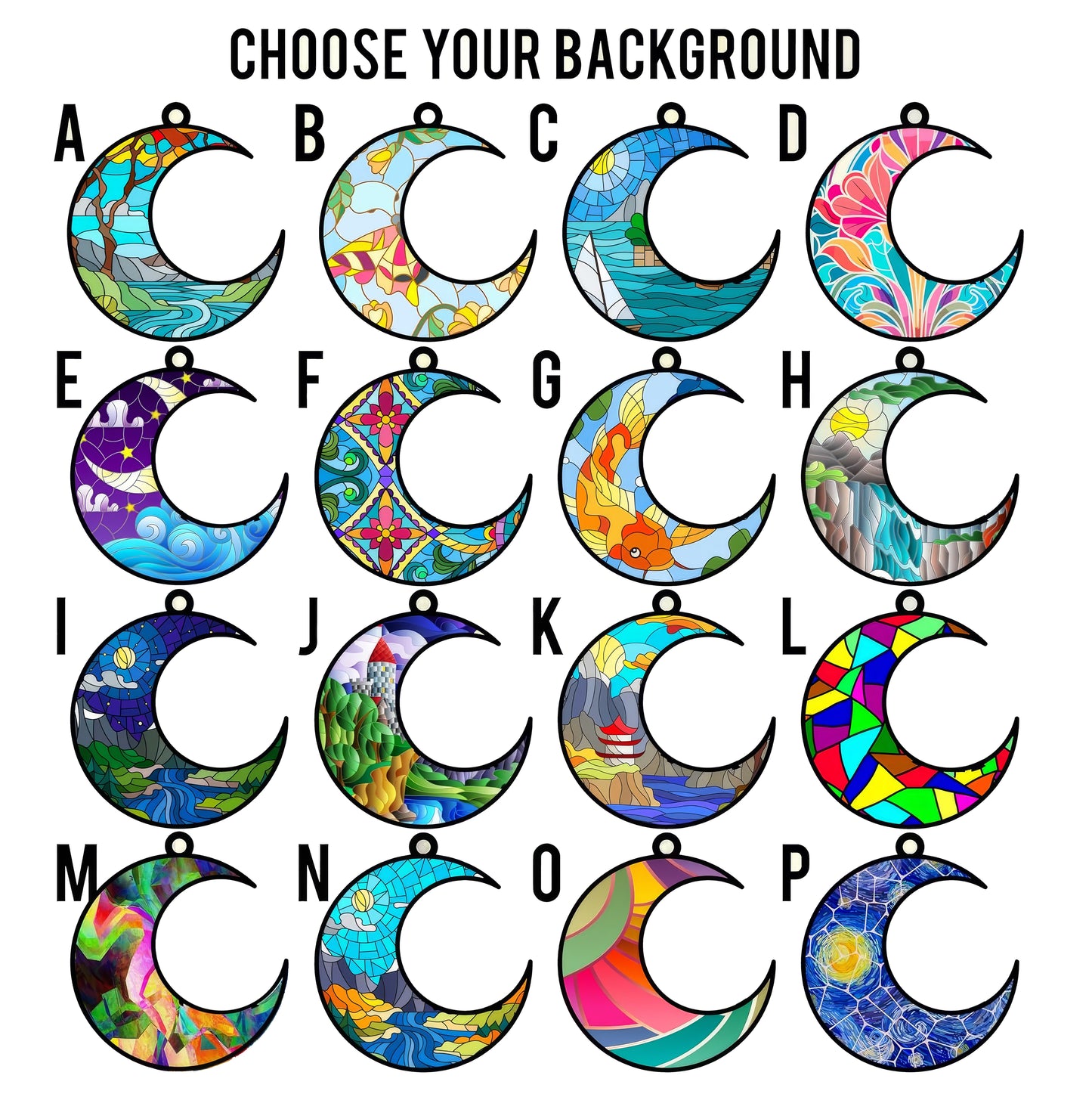 Personalized Pet Memorial Hanging Suncatcher – Crescent Moon with Angel Dog Silhouette, Name Banner, and Fairy Tale Castle Design  (H-Sun-28)