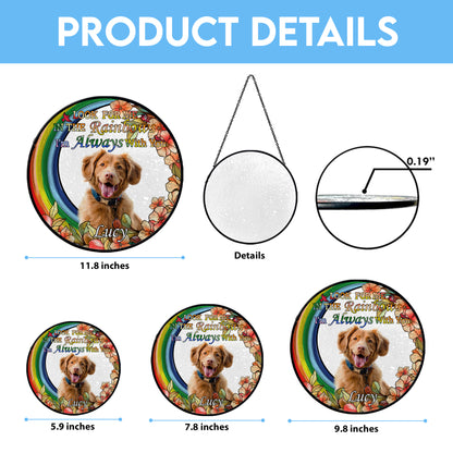 Personalized Rainbow Bridge Pet Memorial Glass Suncatcher – Custom Photo Keepsake for Loss of Dog or Cat (Sun-93)