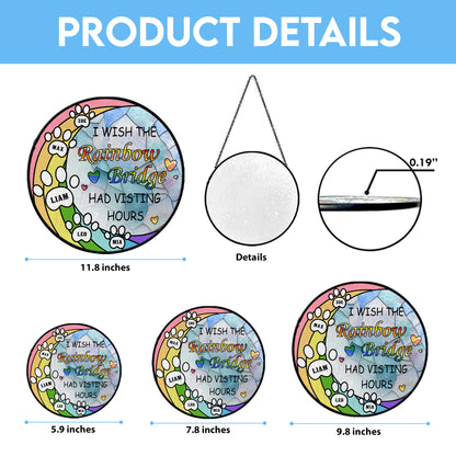 Personalized Glass Suncatcher for Pet Remembrance – Rainbow Bridge Window Hanging with Name and Optional Message – Beautiful Pet Tribute Gift (Sun-87)