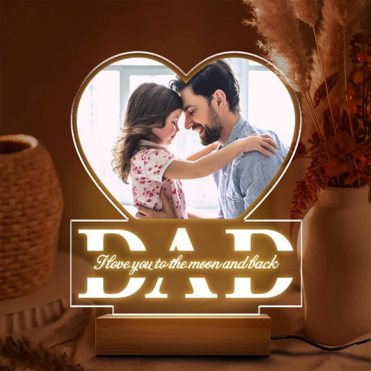 Custom Photo Dad Night Light, Personalized LED Acrylic Gift for Dad, Father's Day or Birthday Gift from Kids (DNL-27)