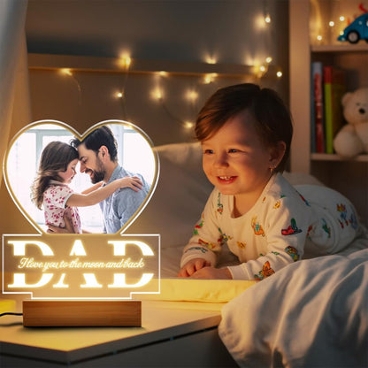 Custom Photo Dad Night Light, Personalized LED Acrylic Gift for Dad, Father's Day or Birthday Gift from Kids (DNL-27)