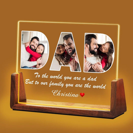 Personalized Photo Dad Night Light, Fathers Day Gifts, Gift for Dad, Personalized Gifts, Best Dad Ever, Dad Christmas Gift, Bedroom Night Light (DNL-39)