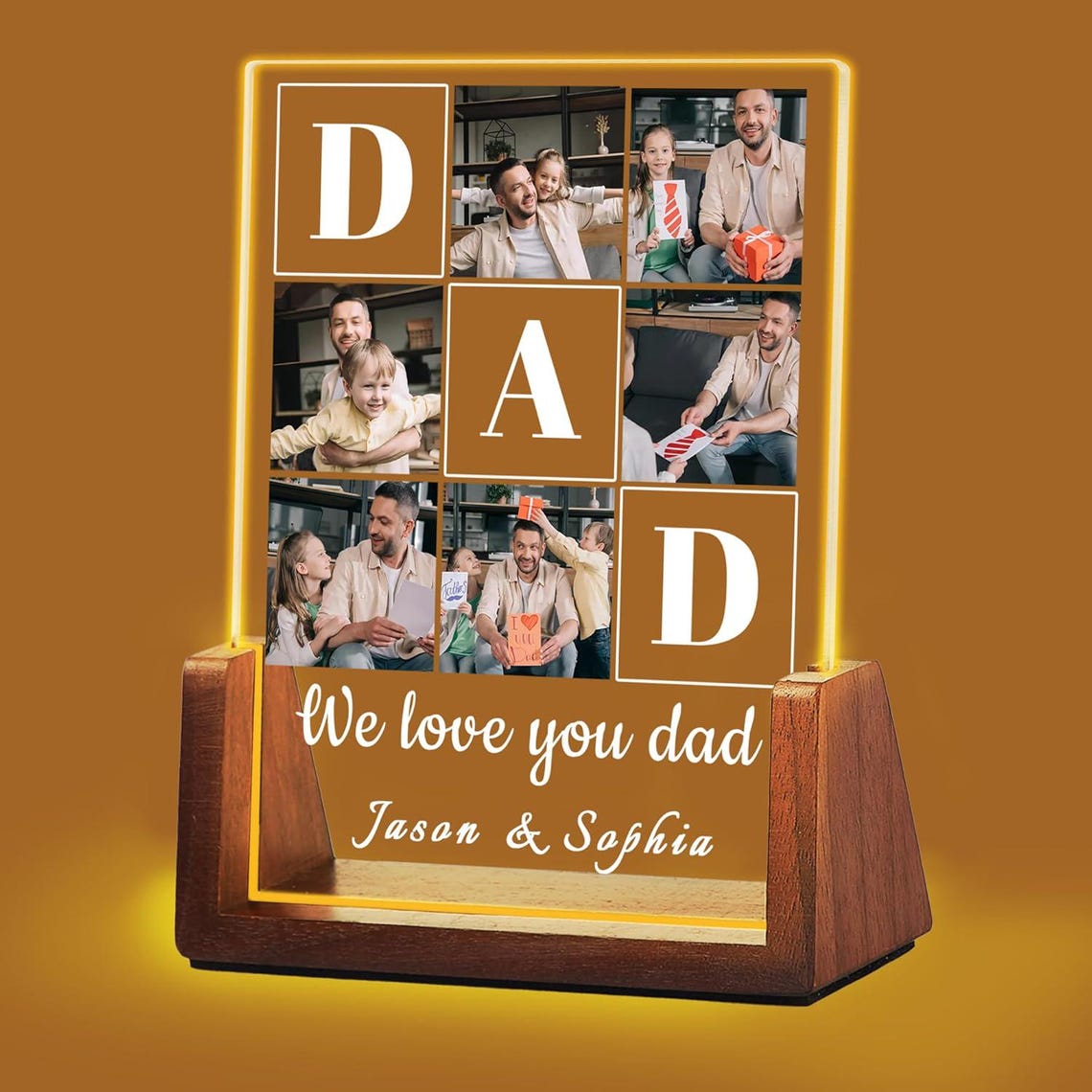 Personalized Photo Dad Night Light, Custom Acrylic, Name Light, Gifts for Dad, Father's Day Gifts, Gifts from Daughter, Best Dad Ever, Dad Gift (DNL-41)