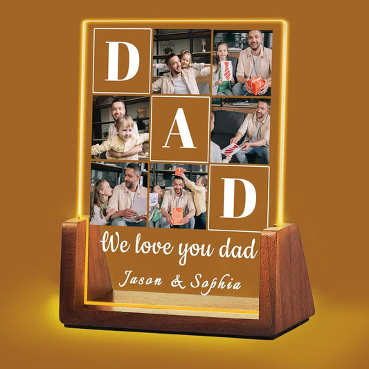 Personalized Photo Dad Night Light, Custom Acrylic, Name Light, Gifts for Dad, Father's Day Gifts, Gifts from Daughter, Best Dad Ever, Dad Gift (DNL-41)