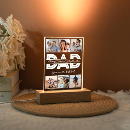 Personalized Dad Night Light, Daddy Picture Collage Led Lamp, Father's Day Gift, Dad Birthday Gift, Custom Photo Gift For Dad, Home Decor (DNL-32)