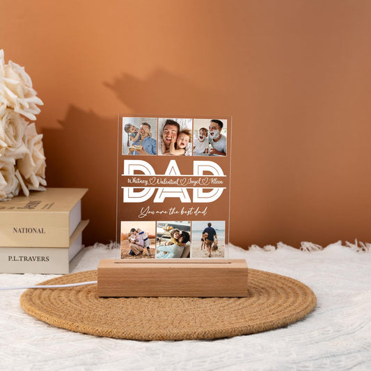 Personalized Dad Night Light, Daddy Picture Collage Led Lamp, Father's Day Gift, Dad Birthday Gift, Custom Photo Gift For Dad, Home Decor (DNL-32)
