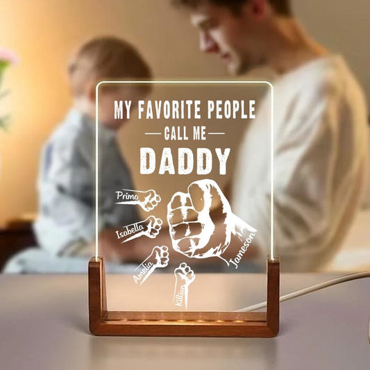 Custom My Favorite People Dad Night Light, LED Acrylic Lamp with Kids’ Names, Gift for Grandpa or Father, Perfect for Father’s Day or Birthday (DNL-17)