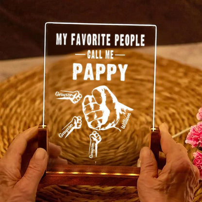 Custom My Favorite People Dad Night Light, LED Acrylic Lamp with Kids’ Names, Gift for Grandpa or Father, Perfect for Father’s Day or Birthday (DNL-17)
