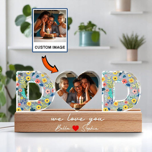 Custom Dad Night Light with Kids Name, Personalized Father Photo 3D LED Night Light, Gifts for Dad, Father’s Day Gifts, Gifts from Daughter (DNL-38)
