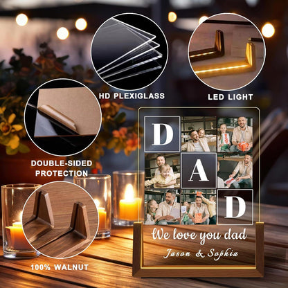 Personalized Photo Dad Night Light, Custom Acrylic, Name Light, Gifts for Dad, Father's Day Gifts, Gifts from Daughter, Best Dad Ever, Dad Gift (DNL-41)