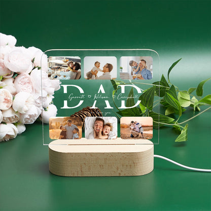 Dad Night Light with Custom Photo and Name – Personalized LED Gift for Father’s Day, Husband, or Birthday – Best Dad Ever Bedroom Lamp (DNL-15)