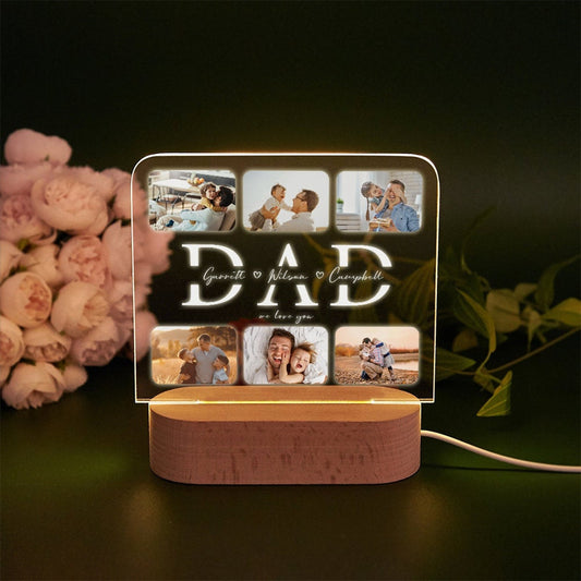Dad Night Light with Custom Photo and Name – Personalized LED Gift for Father’s Day, Husband, or Birthday – Best Dad Ever Bedroom Lamp (DNL-15)