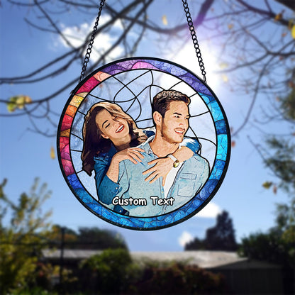 Custom Stained Glass Couples Portrait From Photo, Wedding Portrait Glass Suncatcher, Anniversary Gift, Valentine's Day Couple Gifts, Wedding Gifts (Sun-134)