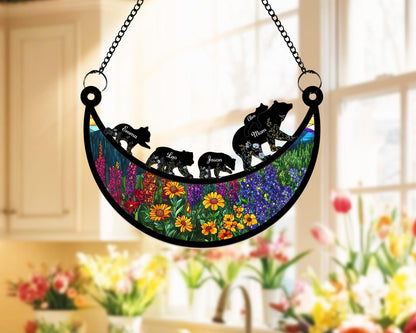 Custom Mama Bear Acrylic Suncatcher, Custom Bear Family Suncatcher, Mom Birthday Gift, Gift For Mom, Bear Gifts, Window Hanging Suncatcher, Mothers Day Gift (H-Sun-04)