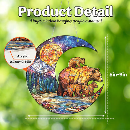 Personalized Mama Bear Glass Suncatcher, Bear Family Gift, Custom Mama Bear Gift, Mother's Day Gift, Mom Gift From Kids, Window Hanging (H-Sun-07)
