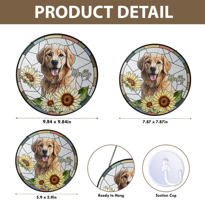 Personalized Pet Portrait Stained Glass Suncatcher, Custom Dog Portrait from Photo, Dog Portrait Art Suncatcher, Stained Glass Dog Memorial (Sun-117)