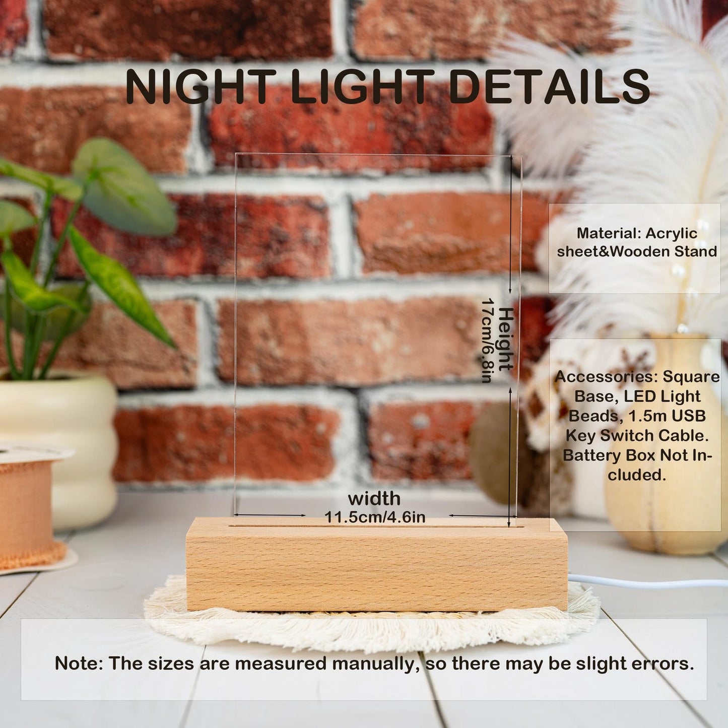 Custom Dad Night Light with Photo and Name, Personalized Glass Lamp for Father’s Day, Unique Gift from Daughter, Grandpa Gift, New Dad Present (DNL-04)