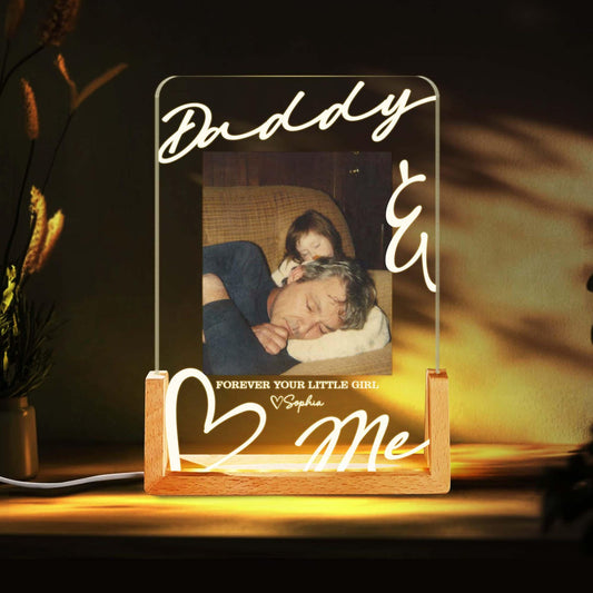 Personalized Dad Night Light, Custom Photo Father Daughter Night Light, Fathers Day Gift, Dad Gift from Daughter Son,Grandpa Gift (DNL-31)