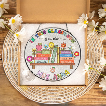 Custom Teacher Stained Glass Suncatcher, Back To School, Teacher Appreciation Gift From Student, Teacher Gift, Classroom Decor Windown Hanging (Sun-116)