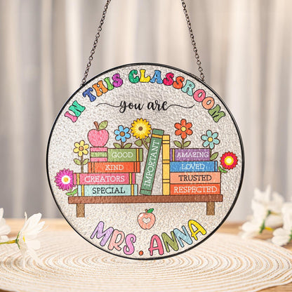 Custom Teacher Stained Glass Suncatcher, Back To School, Teacher Appreciation Gift From Student, Teacher Gift, Classroom Decor Windown Hanging (Sun-116)
