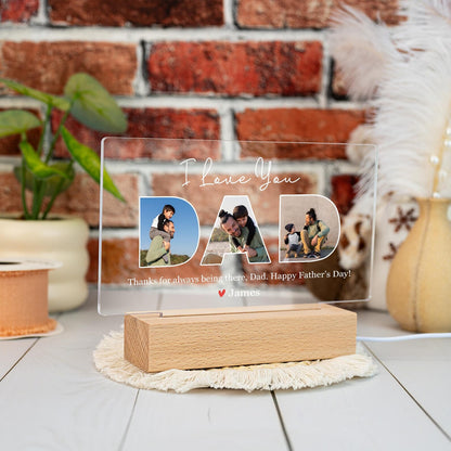Personalized Dad Night Light with Photo, Custom Acrylic Lamp Featuring Dad and Child, Father’s Day Gift from Daughter, Birthday or Papa Gift Idea (DNL-05)