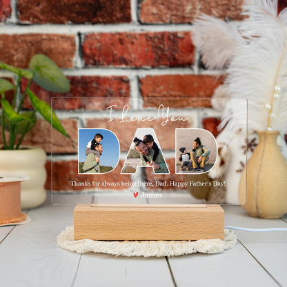 Personalized Dad Night Light with Photo, Custom Acrylic Lamp Featuring Dad and Child, Father’s Day Gift from Daughter, Birthday or Papa Gift Idea (DNL-05)