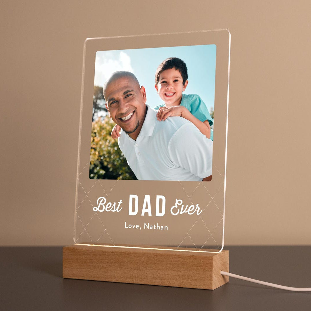Personalized Dad Night Light Photo, Custom Gift for Dad from Kids, Baby or Family, First Memento for Father's Day (DNL-26)