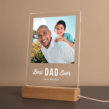 Personalized Dad Night Light Photo, Custom Gift for Dad from Kids, Baby or Family, First Memento for Father's Day (DNL-26)