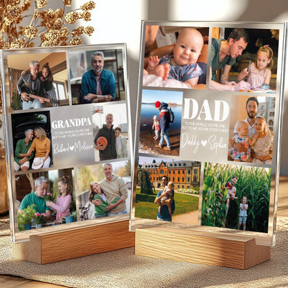 Personalized Dad Night Light, Custom Photo LED Plaque, Father's Day Gift for Dad, Photo Frame Keepsake, Dad Birthday Gift (DNL-01)